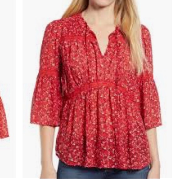 Lucky Brand Sheer Boho Top - Large NWOT - Picture 1 of 7